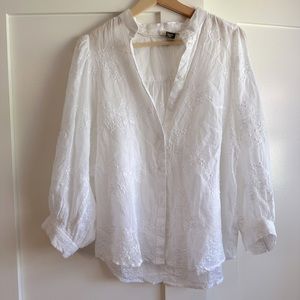 Pilcro Anthropologie white eyelet top